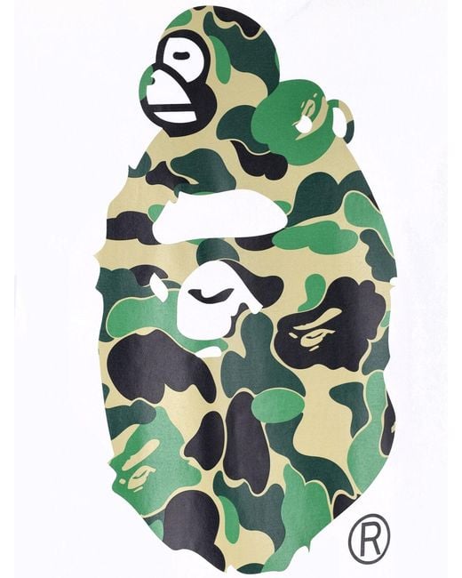 A Bathing Ape Green T-Shirt "Camo Milo" for men