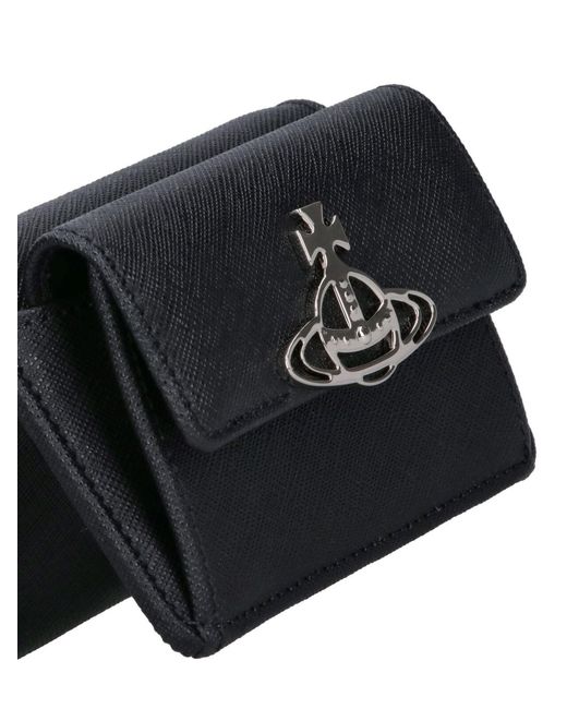 Vivienne Westwood Black Small Flap Purse Wallet