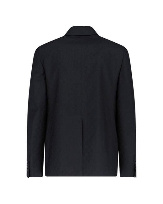 Gucci Black Single-Breasted Wool Blend Blazer "Gg" for men