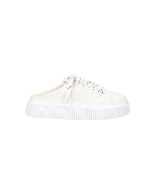 Miu Miu White Denim Mules Sneakers