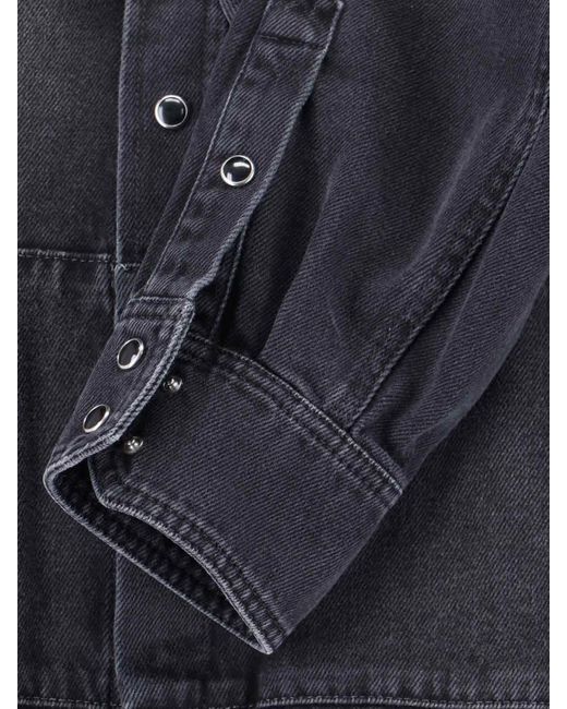 MM6 by Maison Margiela Blue Denim Shirt With Visible Stitching And Curved Hem for men