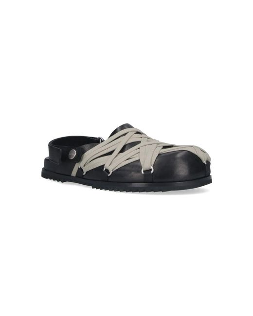 Rick Owens Black Mules "Megalace Granola"