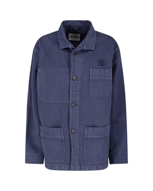 Miu Miu Blue Single-Breasted Jacket