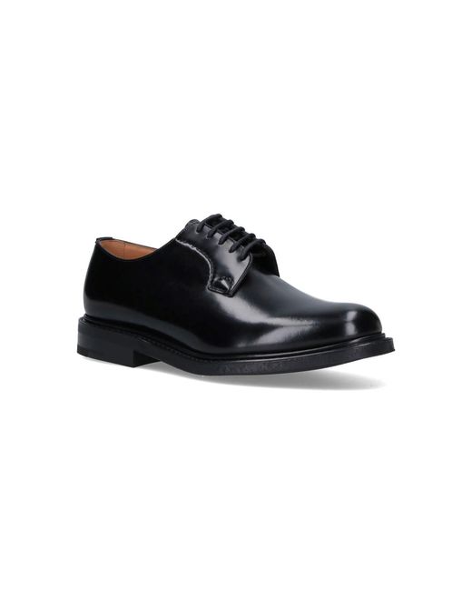 Church's Black Polished Leather Derby Shoes With Rounded Toe for men