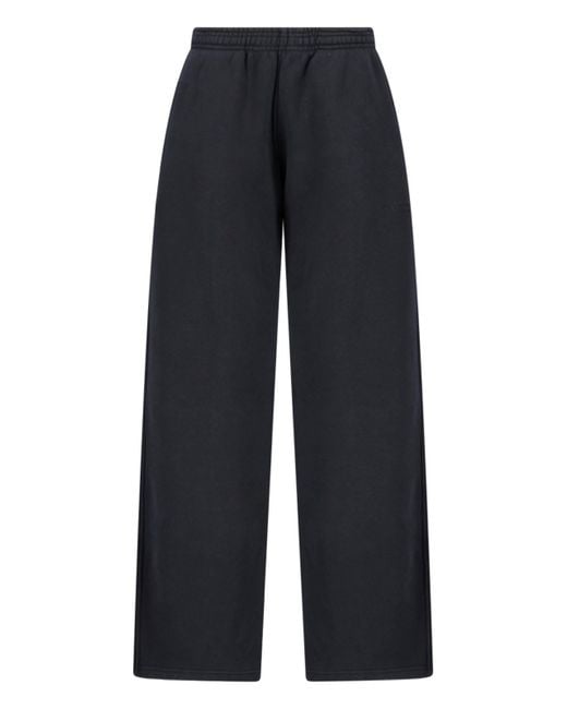 Alexander Wang Blue High-Waisted Cotton Sweatpants With Logo Embroidery