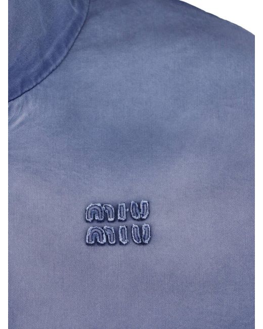 Miu Miu Blue Cotton Twill Blouson Jacket