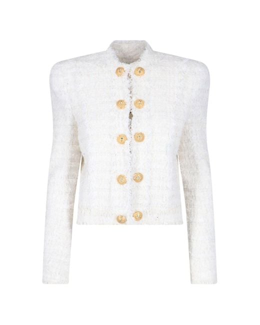 Balmain White Button Detail Jacket