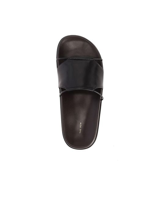 The Row Black Leather Sandals "Vivienne"