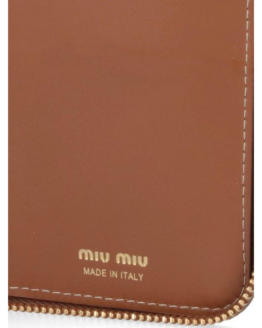 Miu Miu Brown Leather Passport Holder
