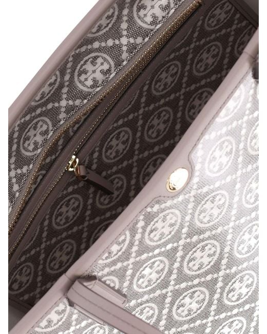 Tory Burch Gray Small Tote Bag “T-Monogram”