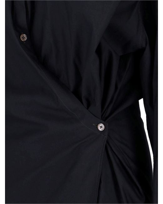Lemaire Blue Draped Cotton Silk Wrap Shirt