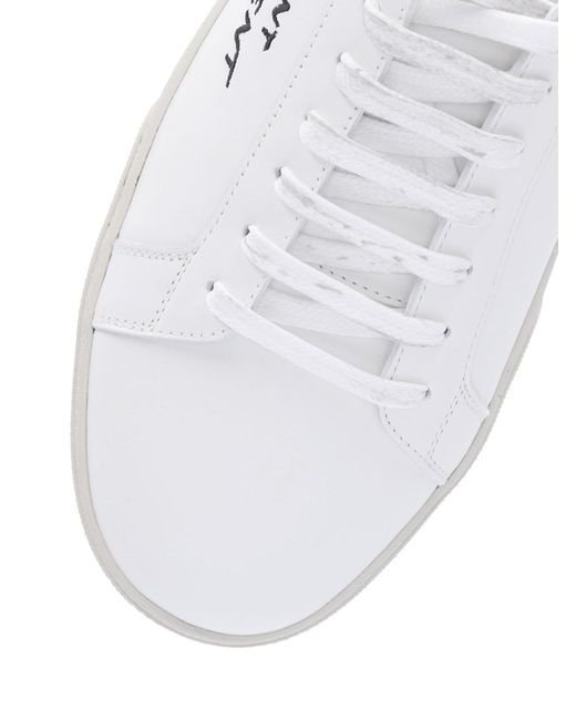Saint Laurent White Logo Embroidery Sneakers for men