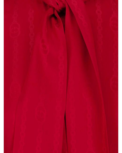 Gucci Red Jacquard Silk Shirt