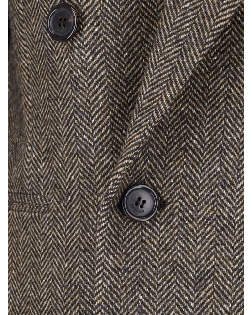 Saint Laurent Gray Double-Breasted Wool Blazer