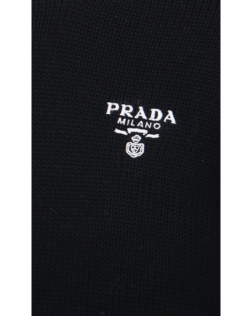 Prada Cropped Contrasting Jumper In Black Lyst