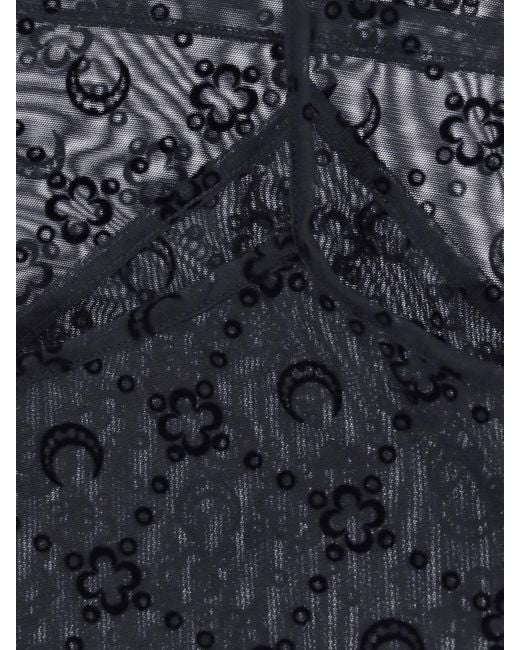 MARINE SERRE Black Sleeveless Sheer Crescent Moon Top