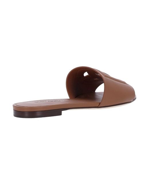 Dolce & Gabbana White Leather Sandals "Dg"