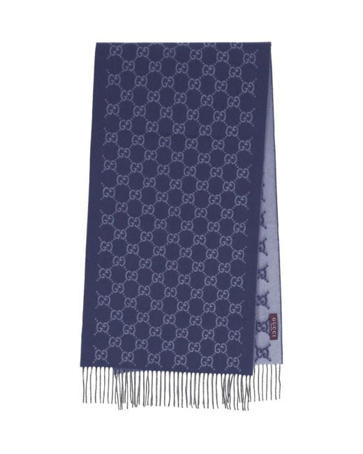 Sciarpa In Cashmere "Gg" di Gucci in Blue da Uomo