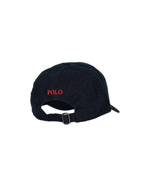 Polo Ralph Lauren Black Embroidered Canvas Baseball Cap for men