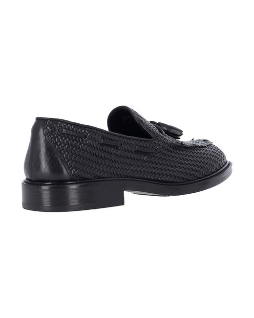 Alexander Hotto Black Woven Loafers for men
