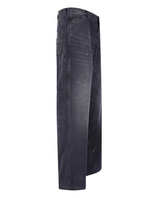 Carhartt Blue Wide Jeans "Single Knee" for men