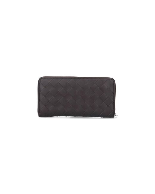 Bottega Veneta Brown 'Intrecciato' Zip Wallet for men