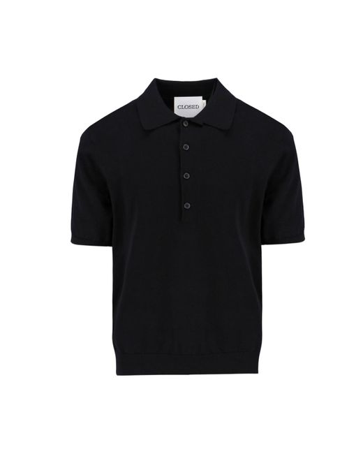 Closed Black Cotton Polo Shirt for men