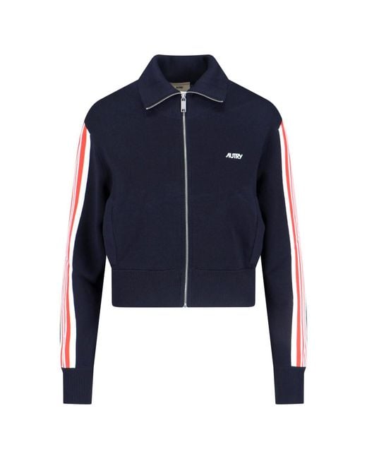 Autry Blue Viscose Blend Zip Sweatshirt