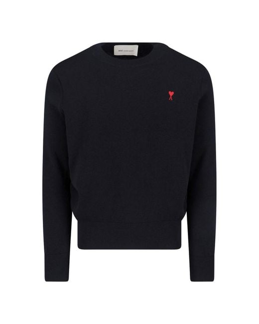AMI Blue Ami De Coeur Fitted Sweater for men