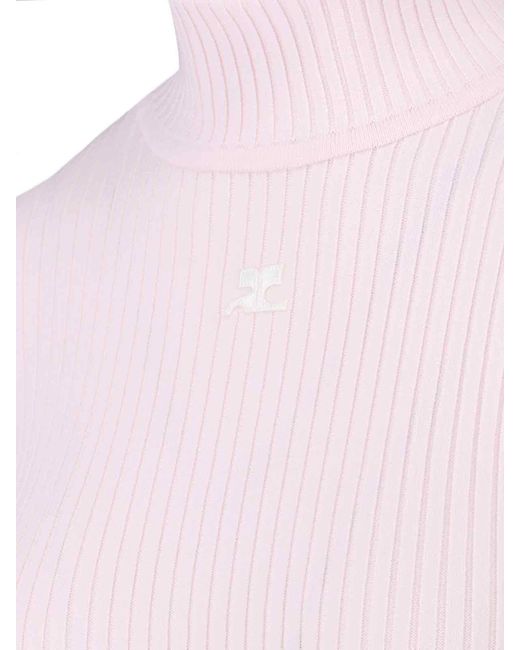 Courreges Pink Logo Turtleneck