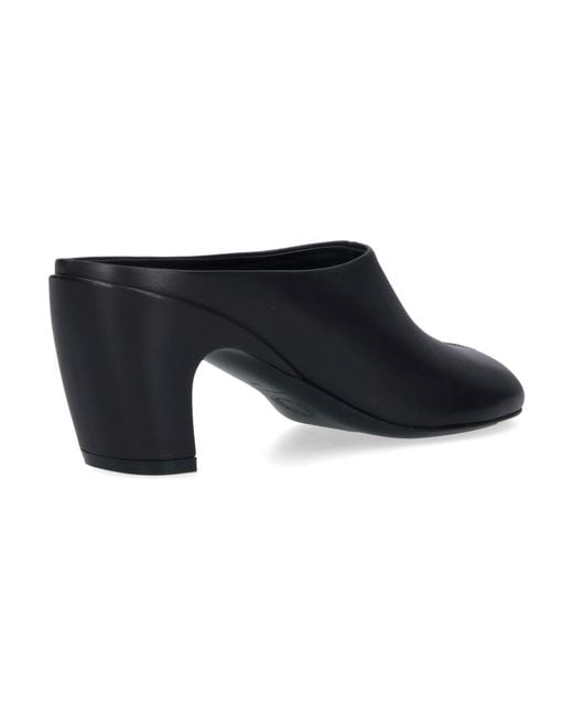 Dries Van Noten Black Rounded Toe Slip-On Leather Mules