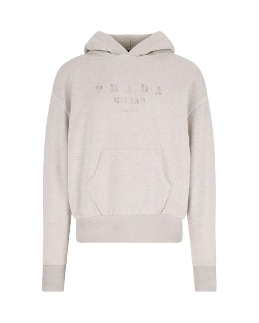 Prada White Logo Hoodie for men