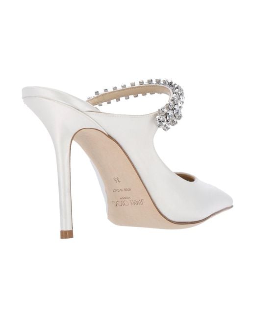 Jimmy Choo White Mules "Bing 100"