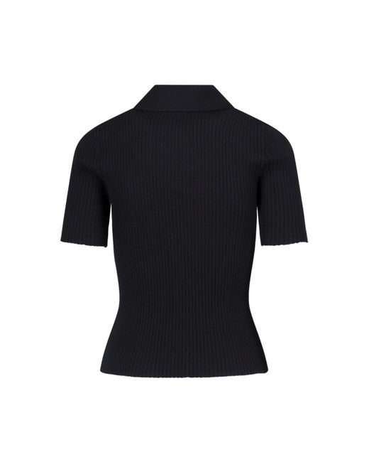 Courreges Black Knit Polo Shirt