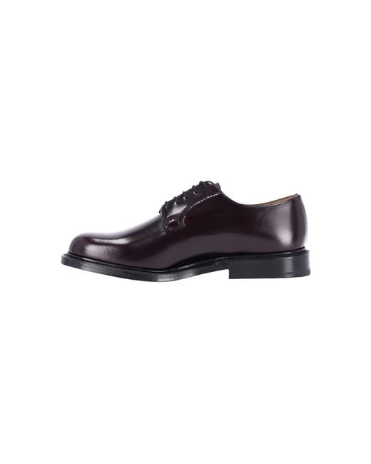 Church's Black Burgundy Calf Leather Derby Shoes With Lace-Up Closure for men