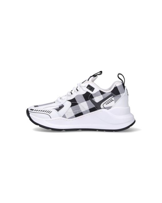 Sneakers in tessuto check e pelle di Burberry in White