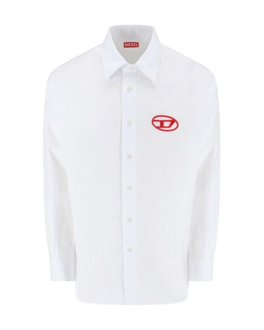 Camicia Logo "Oval-D" di DIESEL in White