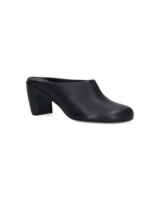 Dries Van Noten Black Rounded Toe Slip-On Leather Mules