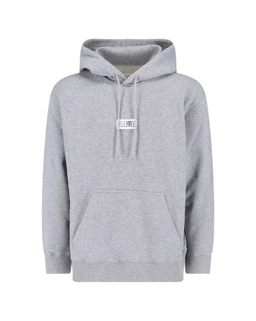 MM6 by Maison Margiela Gray Hooded Sweatshirt "Numeric" for men