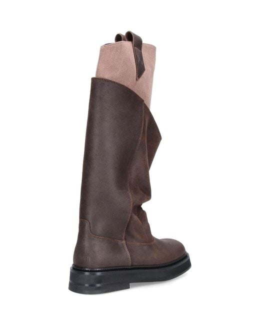 The Attico Brown Sleek Ankle Boots With Chunky Sole