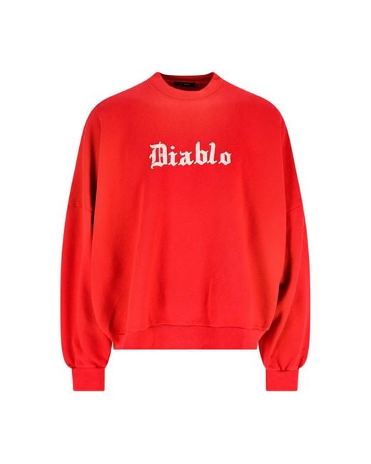 Willy Chavarria Red 'Diablo Hooligan' Crew Neck Sweatshirt for men