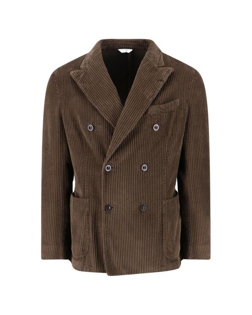 Blazer In Velluto A Coste di Boglioli in Brown da Uomo