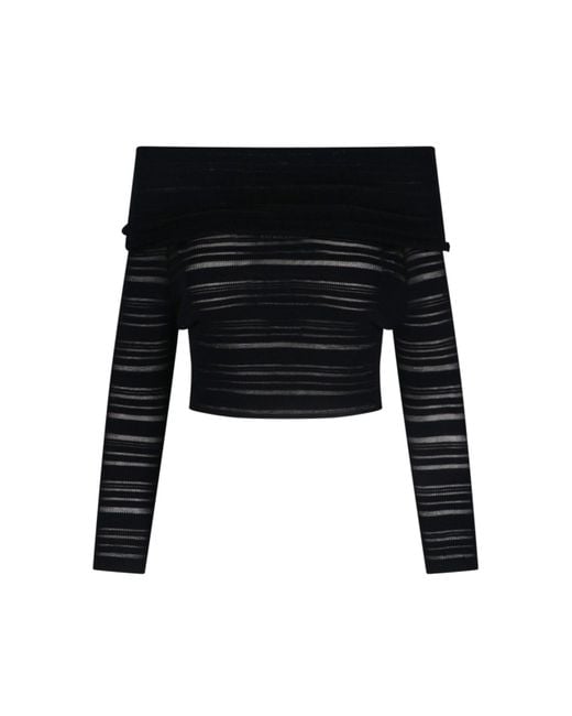 ANDREADAMO Black Striped Crop Top