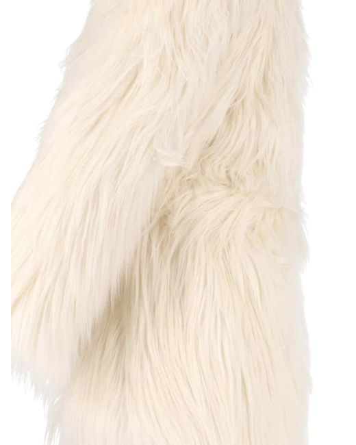Entire studios Natural Faux Fur Cream Coat With Adjustable Belt