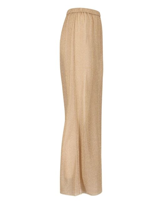 Oseree Natural Lumière Metallic Wide-Leg Sheer Pants