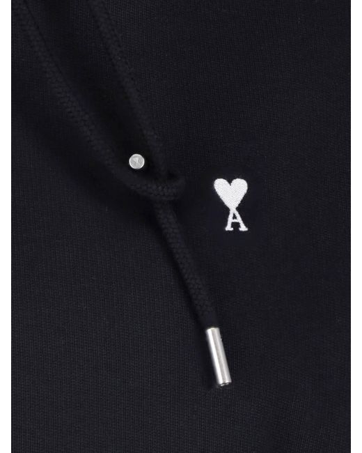 AMI Blue Ami De Coeur Cropped Hoodie