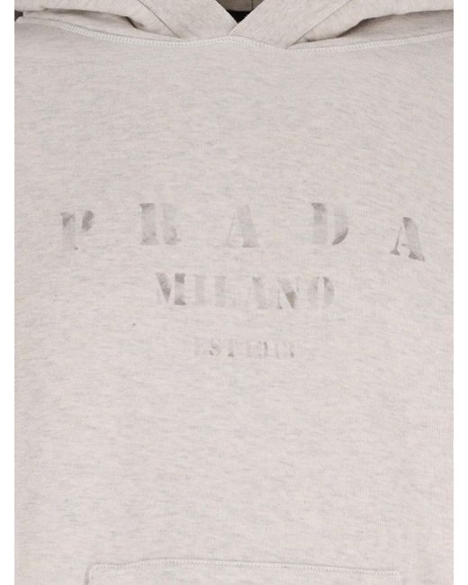Prada White Logo Hoodie for men