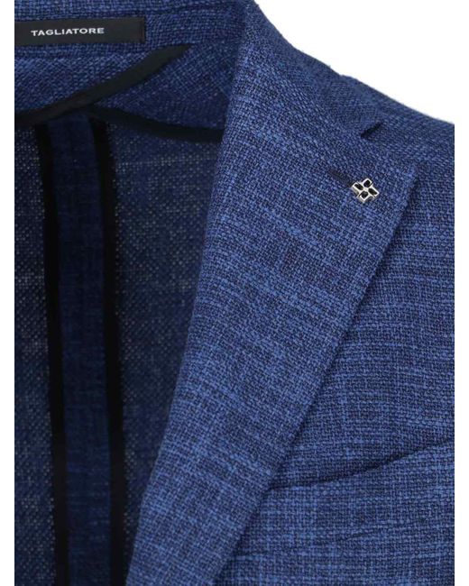Tagliatore Blue Single-Breasted Blazer for men