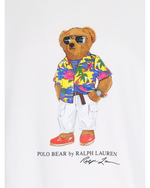 Felpa Girocollo "Polo Bear" di Polo Ralph Lauren in White da Uomo