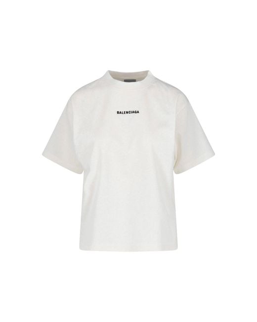 Balenciaga White 100% Cotton Crewneck T-Shirt